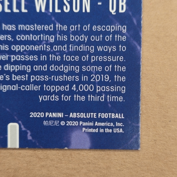 Russell Wilson 2020 Panini Red Zone Absolute Insert NFL Trading Card RZ-RW - Picture 3 of 5